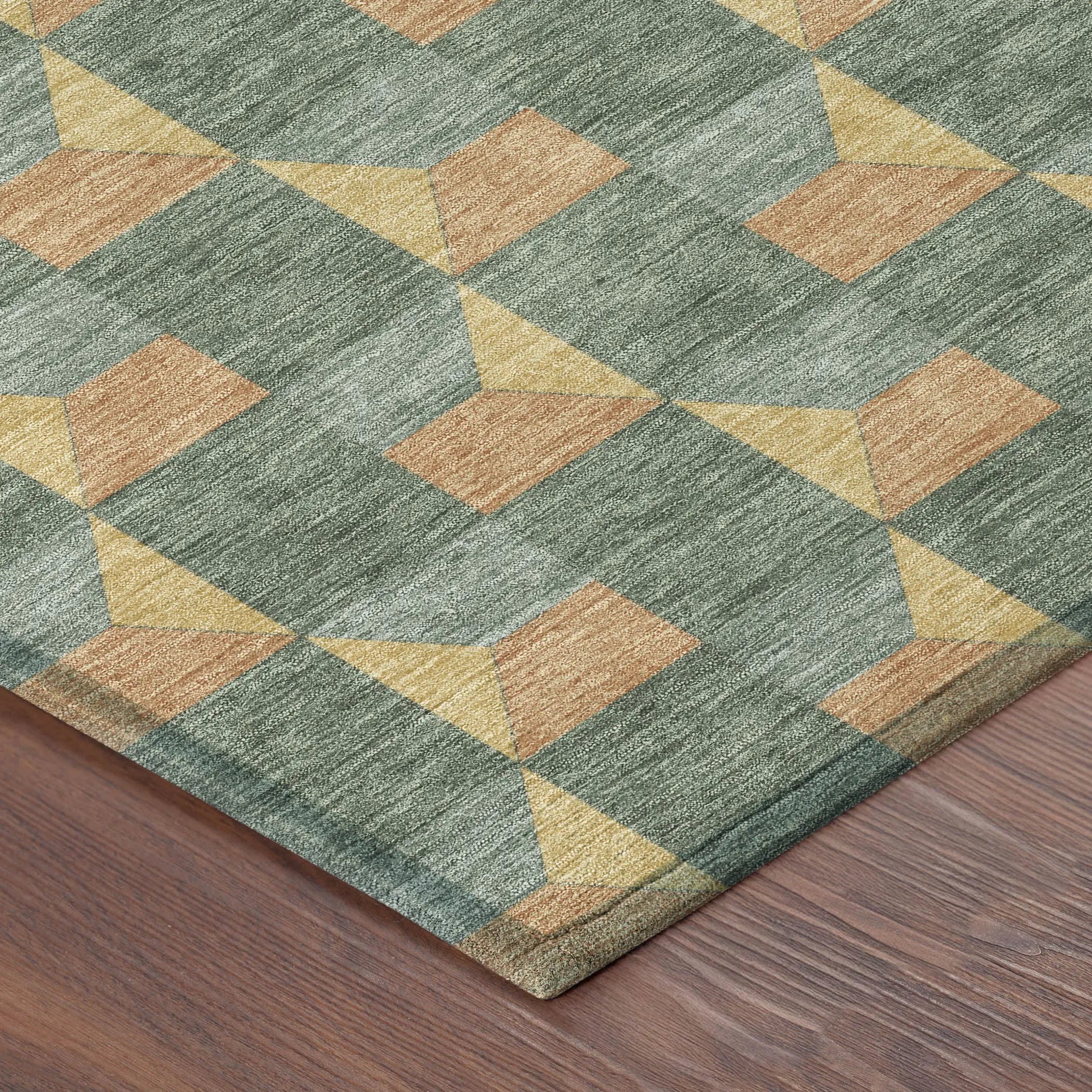 5' X 8' Green And Gray Geometric Washable Indoor Outdoor Area Rug Homeroots Outdoor