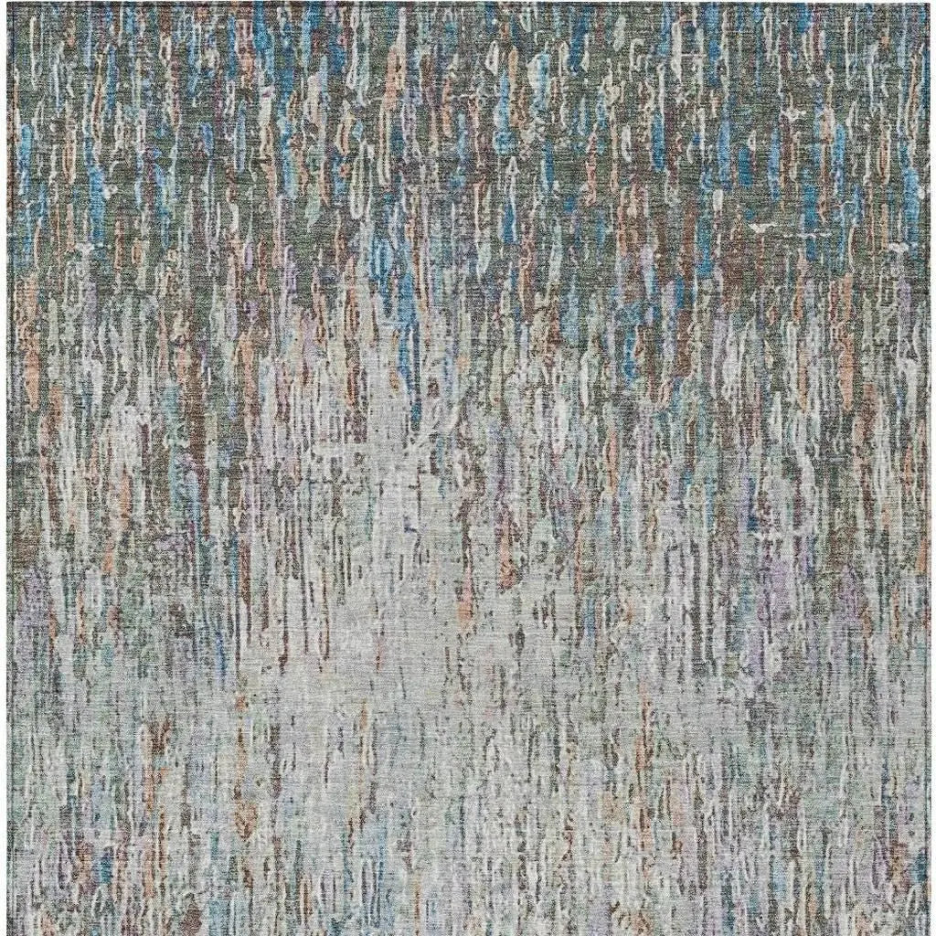 5' X 8' Green And Gray Striped Washable Indoor Outdoor Area Rug Homeroots Outdoor