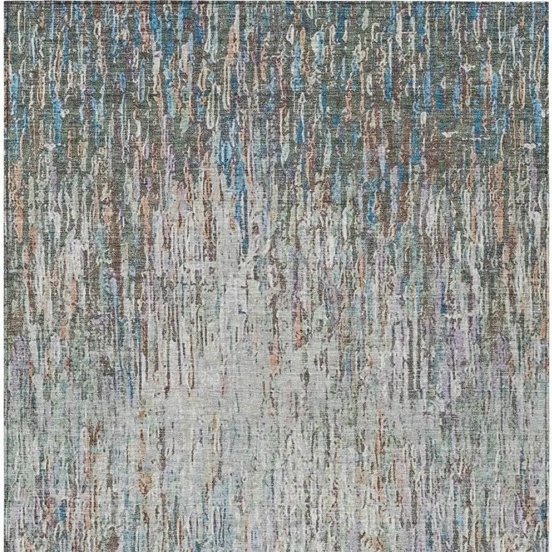 5' X 8' Green And Gray Striped Washable Indoor Outdoor Area Rug Homeroots Outdoor