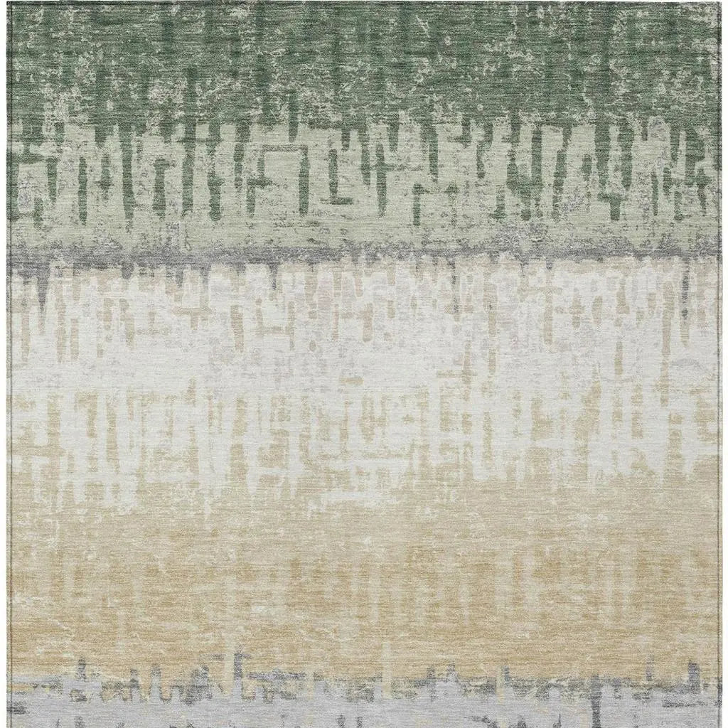 5' X 8' Green And Gray Striped Washable Indoor Outdoor Area Rug Homeroots Outdoor