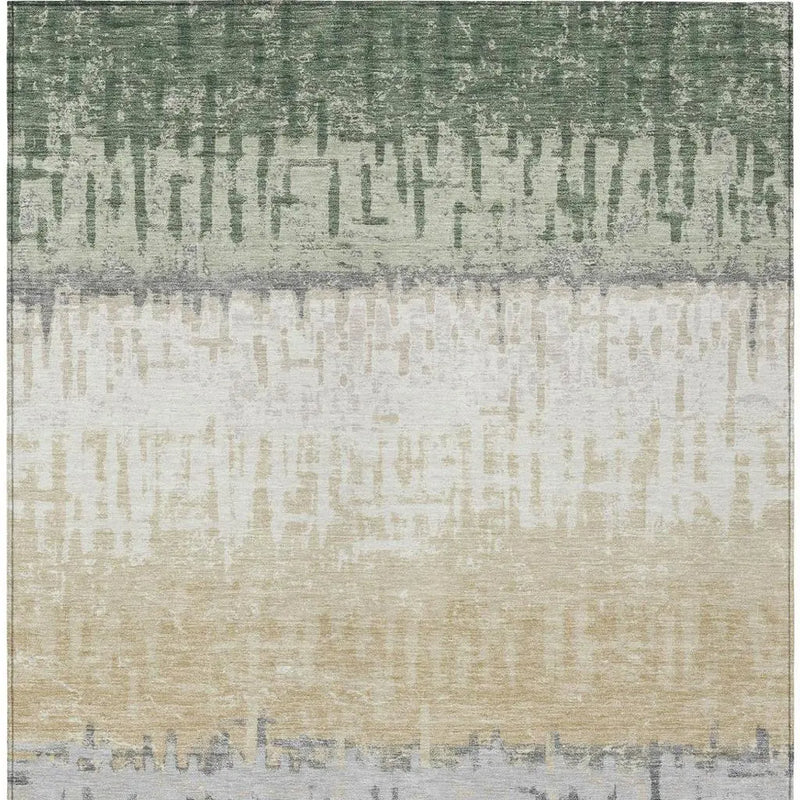 5' X 8' Green And Gray Striped Washable Indoor Outdoor Area Rug Homeroots Outdoor
