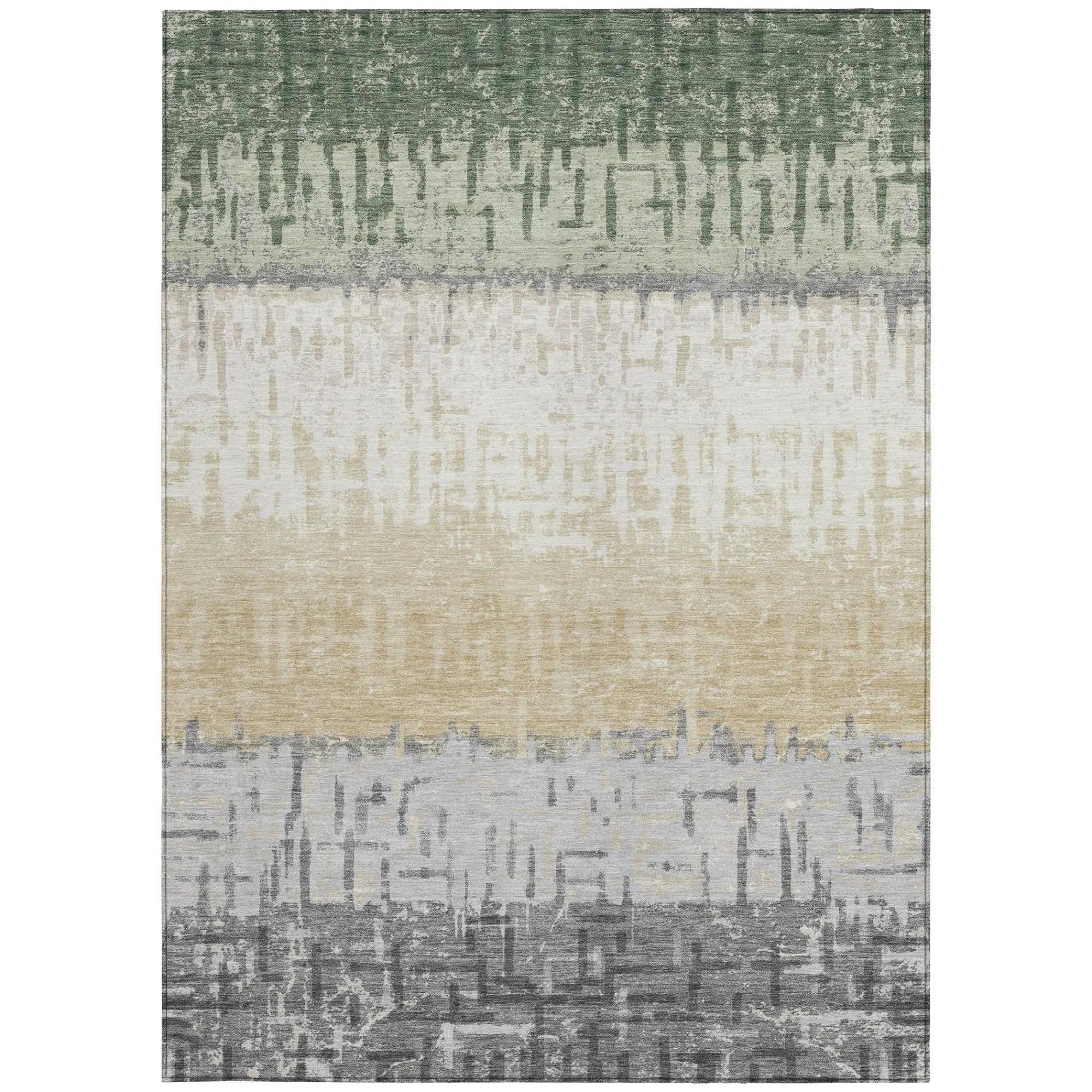 5' X 8' Green And Gray Striped Washable Indoor Outdoor Area Rug Homeroots Outdoor