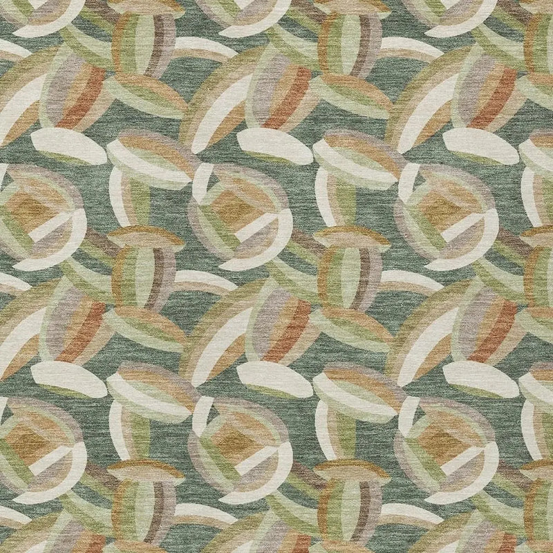5' X 8' Green And Ivory Abstract Washable Indoor Outdoor Area Rug Homeroots Outdoor