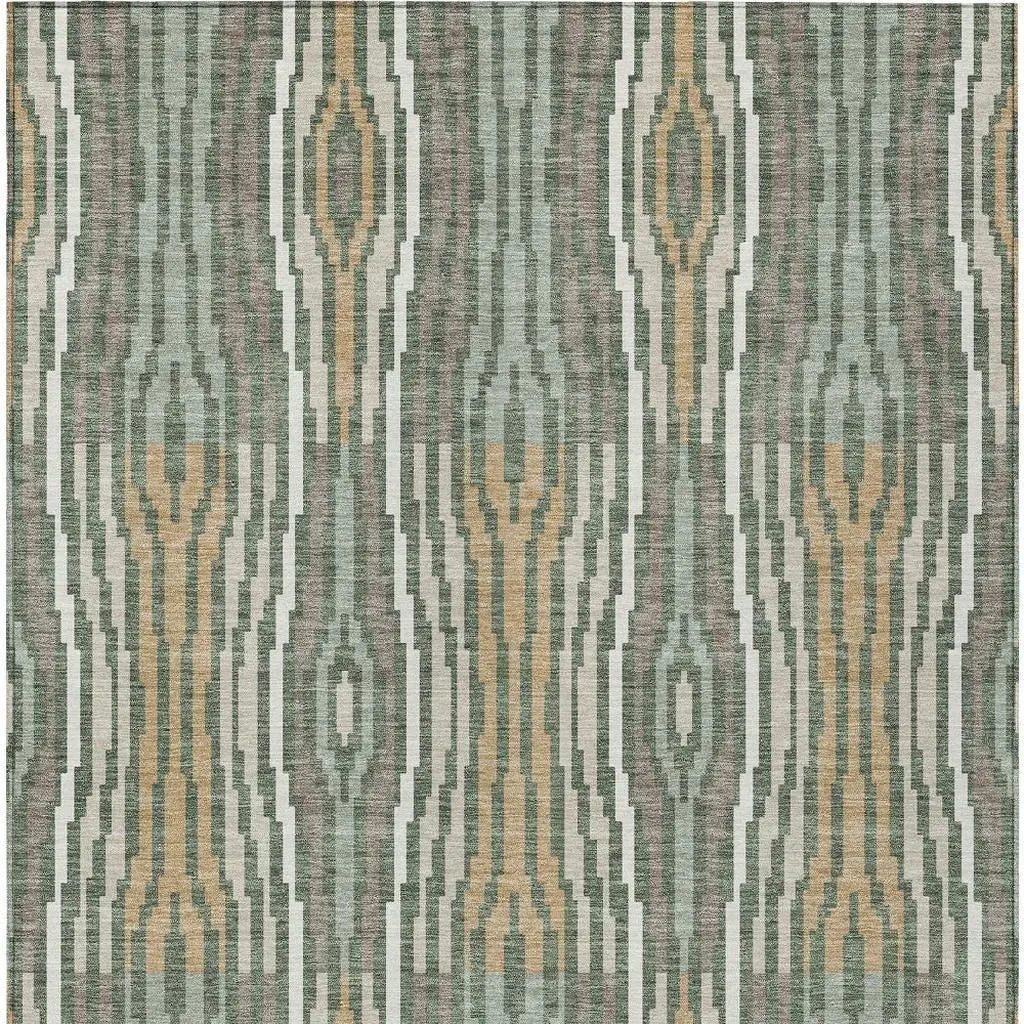 5' X 8' Green And Ivory Abstract Washable Indoor Outdoor Area Rug Homeroots Outdoor