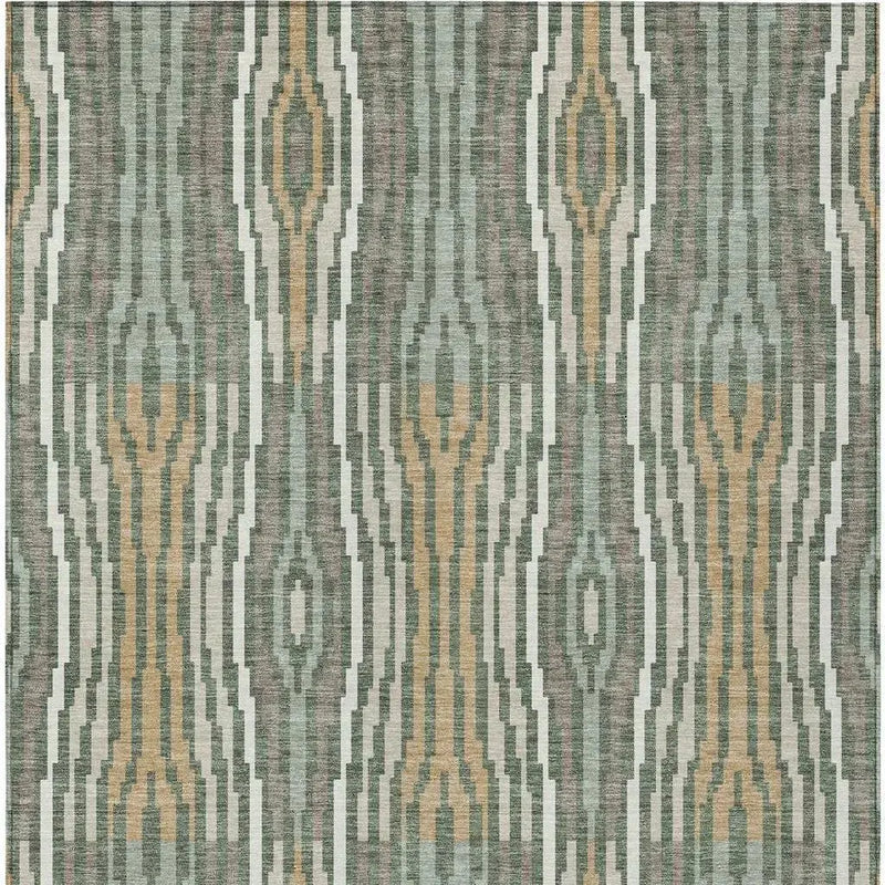 5' X 8' Green And Ivory Abstract Washable Indoor Outdoor Area Rug Homeroots Outdoor