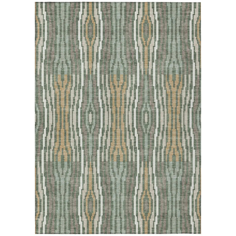 5' X 8' Green And Ivory Abstract Washable Indoor Outdoor Area Rug Homeroots Outdoor