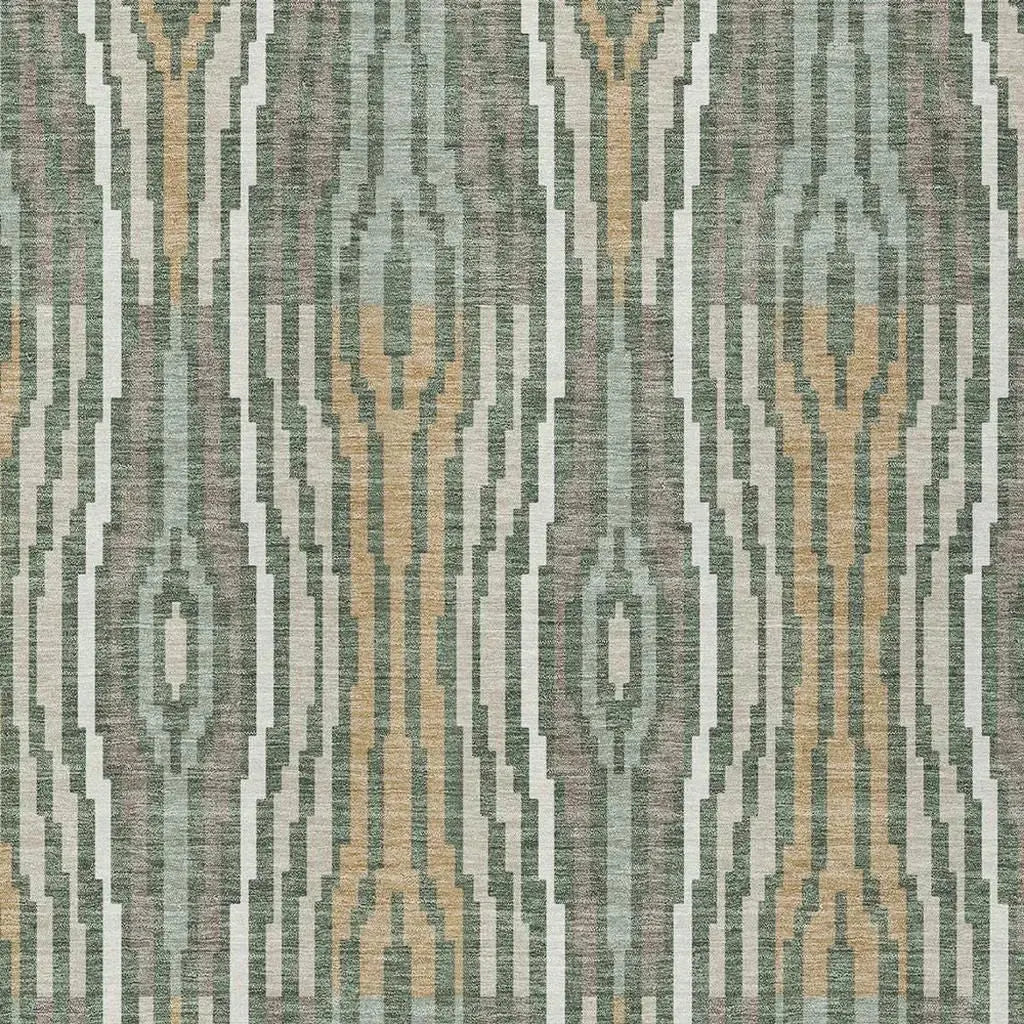 5' X 8' Green And Ivory Abstract Washable Indoor Outdoor Area Rug Homeroots Outdoor