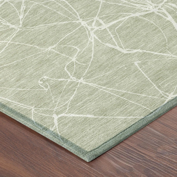 5' X 8' Green And Ivory Abstract Washable Indoor Outdoor Area Rug Homeroots Outdoor