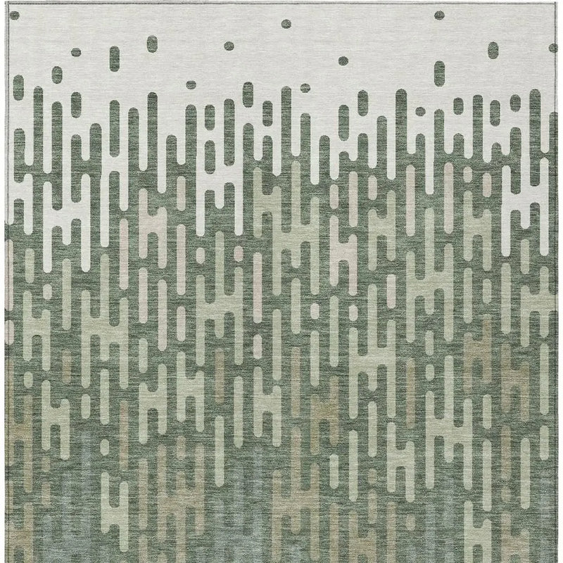 5' X 8' Green And Ivory Abstract Washable Indoor Outdoor Area Rug Homeroots Outdoor