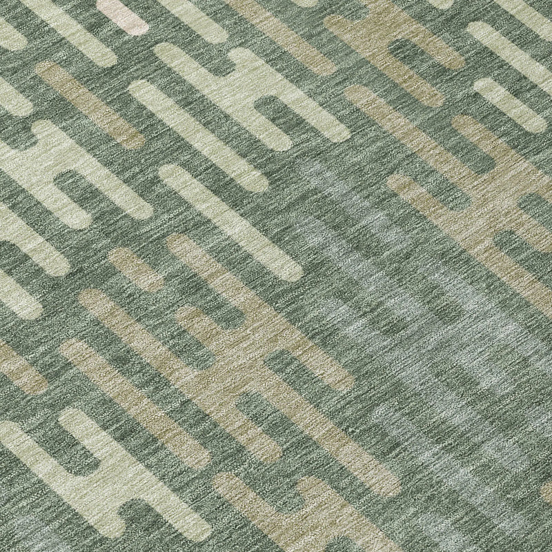 5' X 8' Green And Ivory Abstract Washable Indoor Outdoor Area Rug Homeroots Outdoor