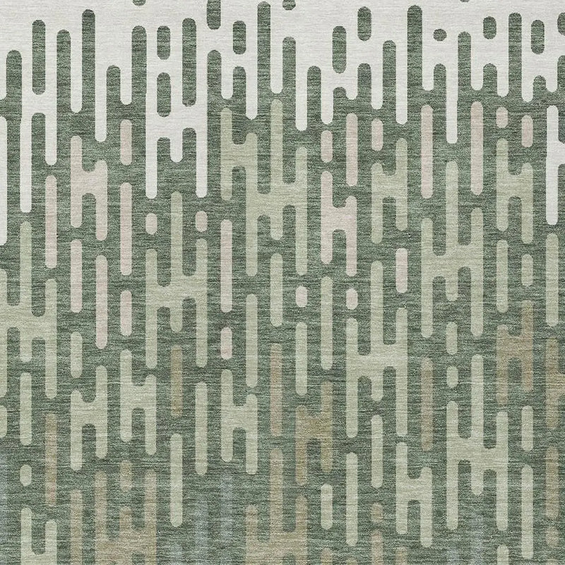 5' X 8' Green And Ivory Abstract Washable Indoor Outdoor Area Rug Homeroots Outdoor