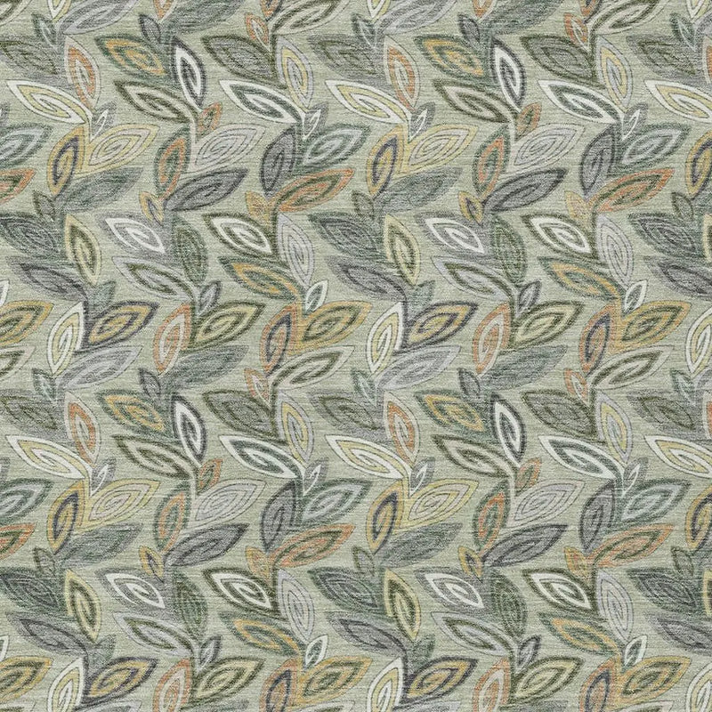 5' X 8' Green And Ivory Botanical Leaves Washable Indoor Outdoor Area Rug Homeroots Outdoor