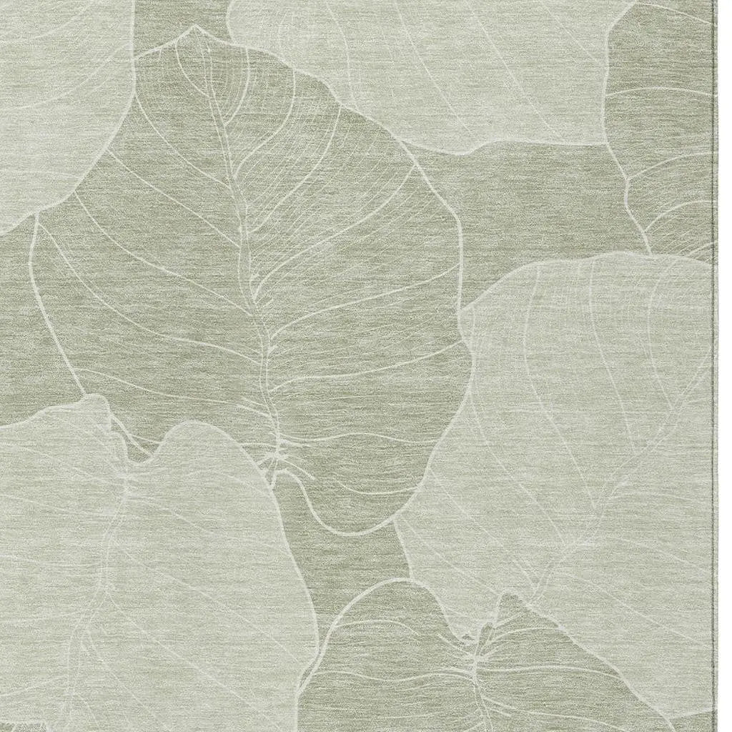5' X 8' Green And Ivory Floral Washable Indoor Outdoor Area Rug Homeroots Outdoor