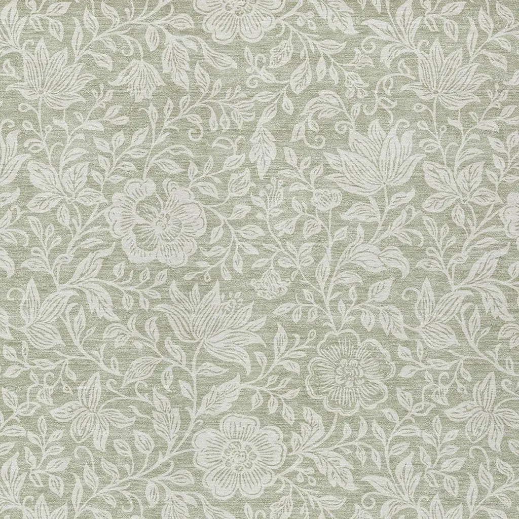 5' X 8' Green And Ivory Floral Washable Indoor Outdoor Area Rug Homeroots Outdoor