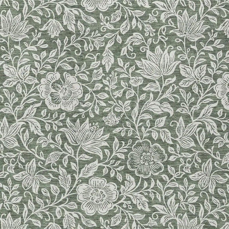 5' X 8' Green And Ivory Floral Washable Indoor Outdoor Area Rug Homeroots Outdoor