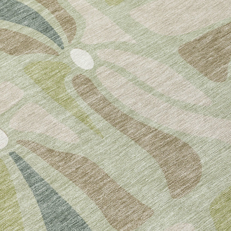 5' X 8' Green And Ivory Floral Washable Indoor Outdoor Area Rug Homeroots Outdoor