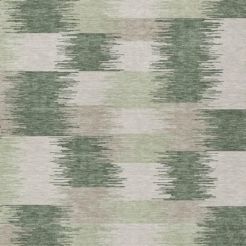 5' X 8' Green And Ivory Geometric Washable Indoor Outdoor Area Rug Homeroots Outdoor