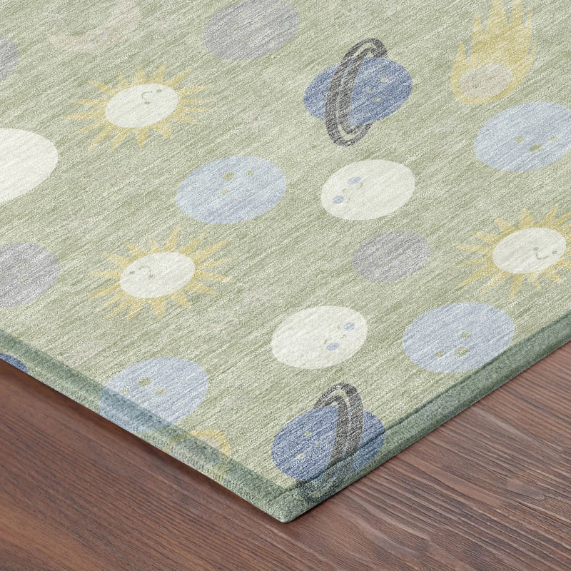 5' X 8' Green And Ivory Geometric Washable Indoor Outdoor Area Rug Homeroots Outdoor