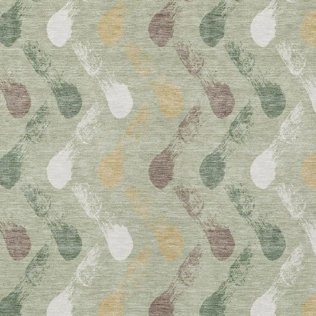 5' X 8' Green And Ivory Geometric Washable Indoor Outdoor Area Rug Homeroots Outdoor