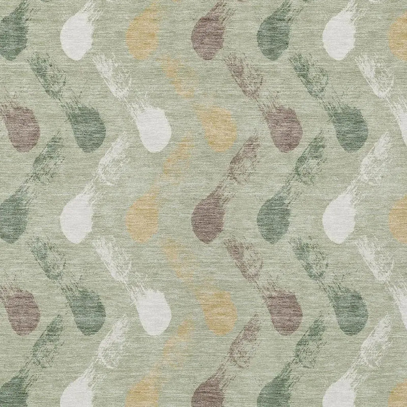 5' X 8' Green And Ivory Geometric Washable Indoor Outdoor Area Rug Homeroots Outdoor