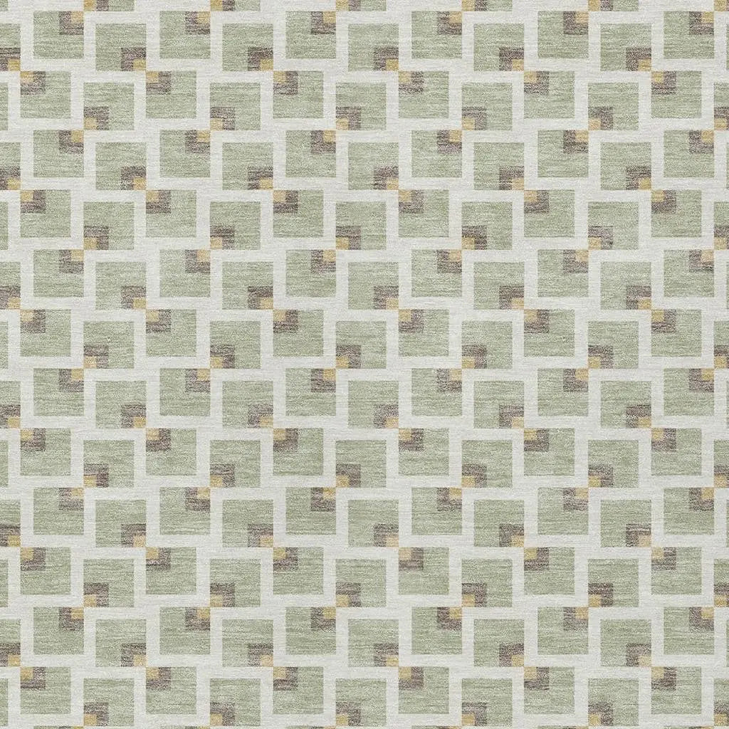 5' X 8' Green And Ivory Geometric Washable Indoor Outdoor Area Rug Homeroots Outdoor