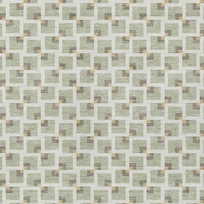 5' X 8' Green And Ivory Geometric Washable Indoor Outdoor Area Rug Homeroots Outdoor