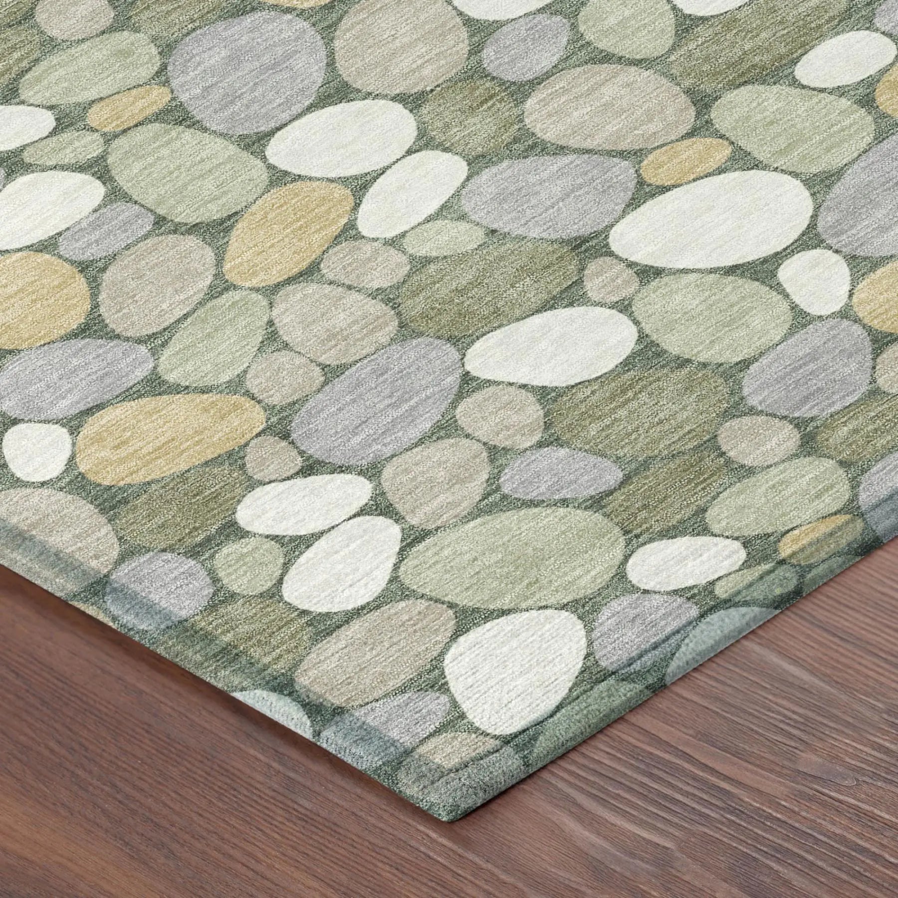 5' X 8' Green And Ivory Geometric Washable Indoor Outdoor Area Rug Homeroots Outdoor