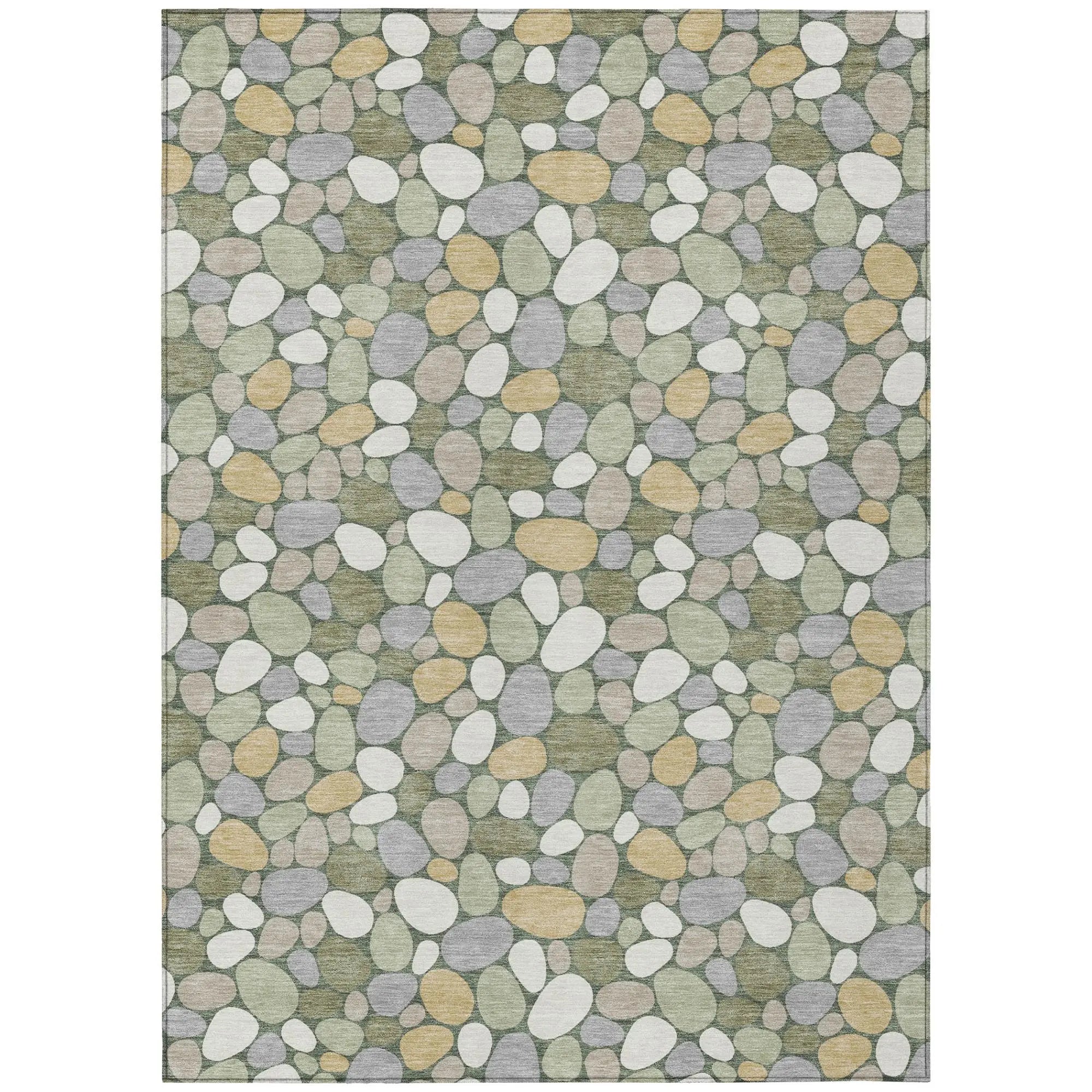 5' X 8' Green And Ivory Geometric Washable Indoor Outdoor Area Rug Homeroots Outdoor
