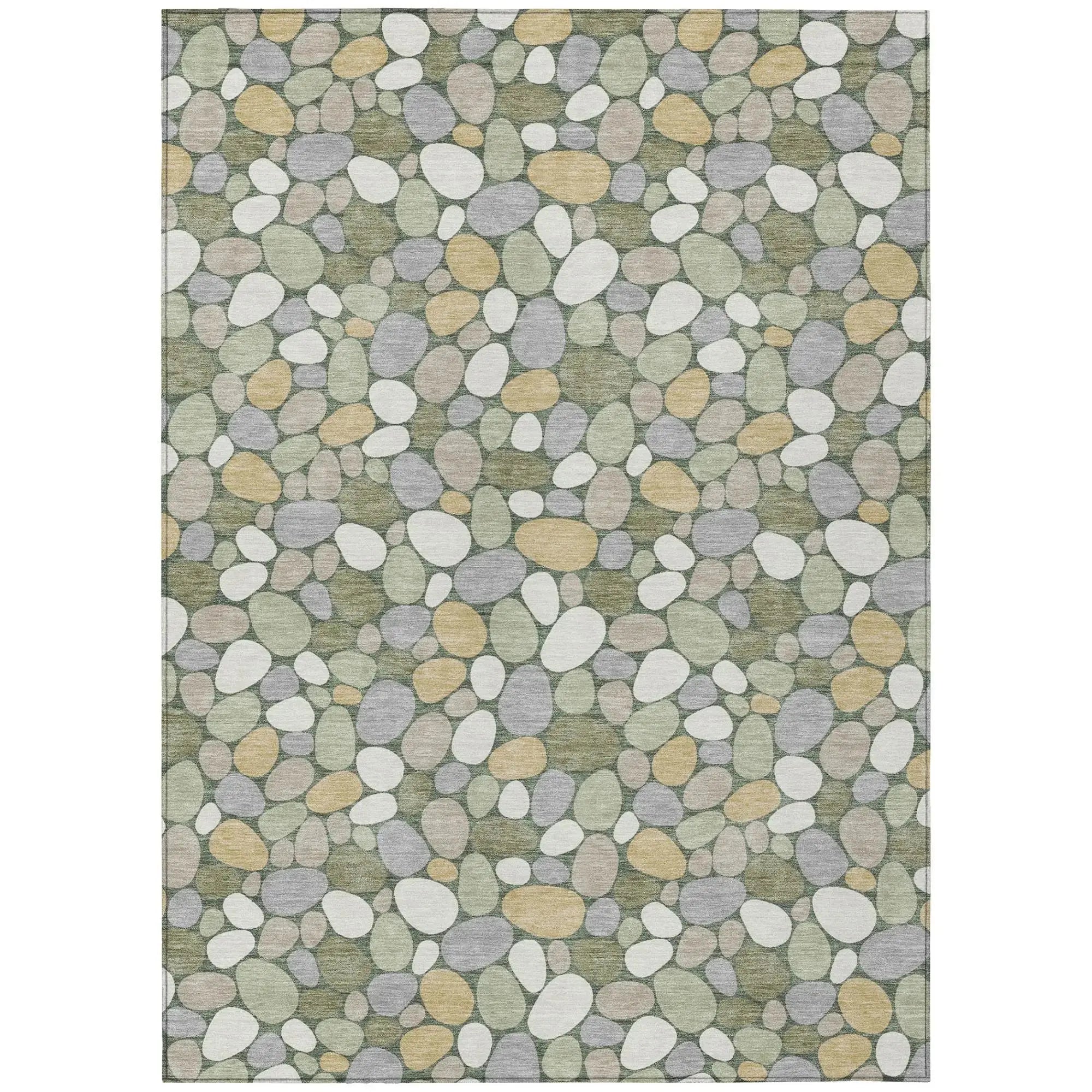 5' X 8' Green And Ivory Geometric Washable Indoor Outdoor Area Rug Homeroots Outdoor