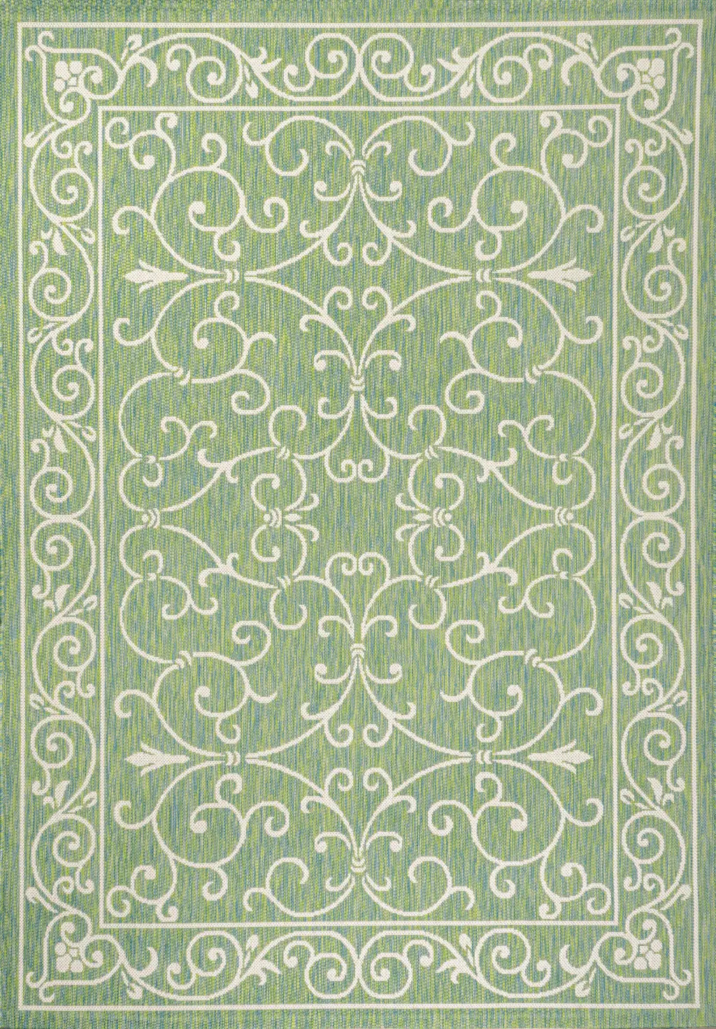 5' X 8' Green And Ivory Medallion Indoor Outdoor Area Rug Homeroots Outdoor