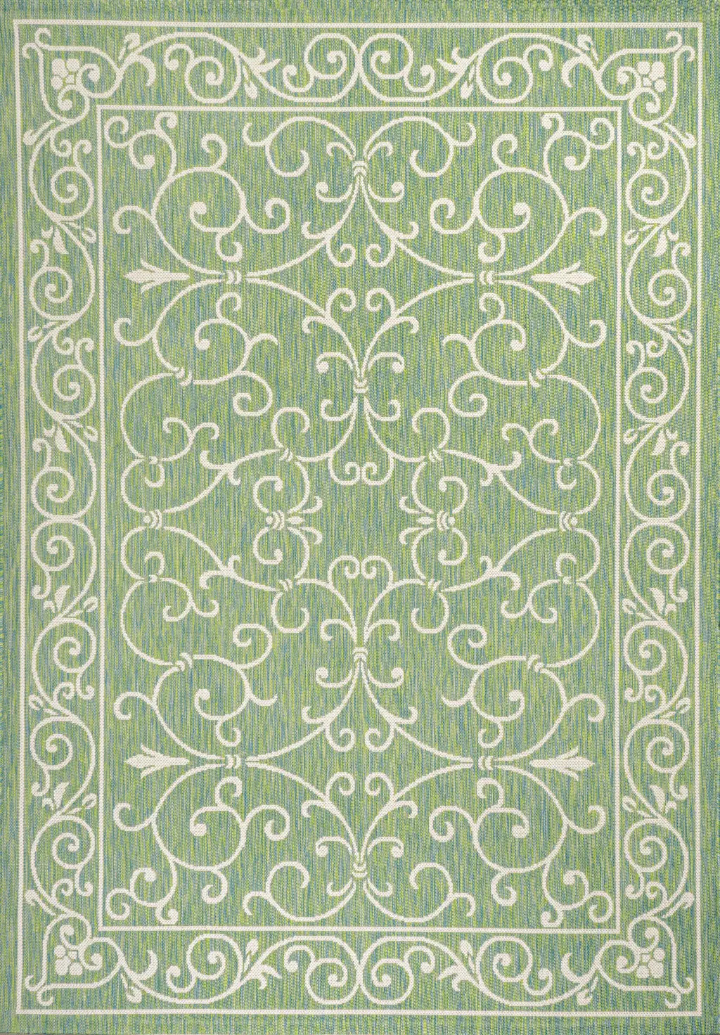 5' X 8' Green And Ivory Medallion Indoor Outdoor Area Rug Homeroots Outdoor