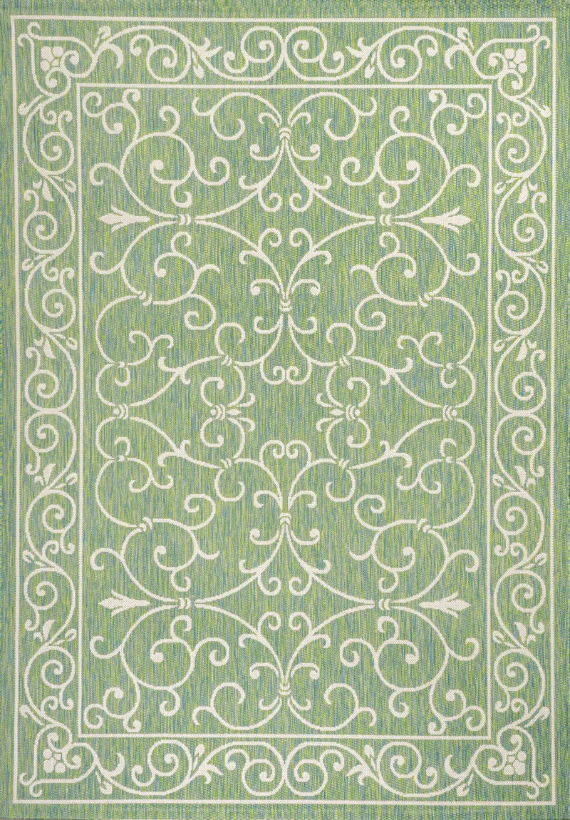 5' X 8' Green And Ivory Medallion Indoor Outdoor Area Rug Homeroots Outdoor