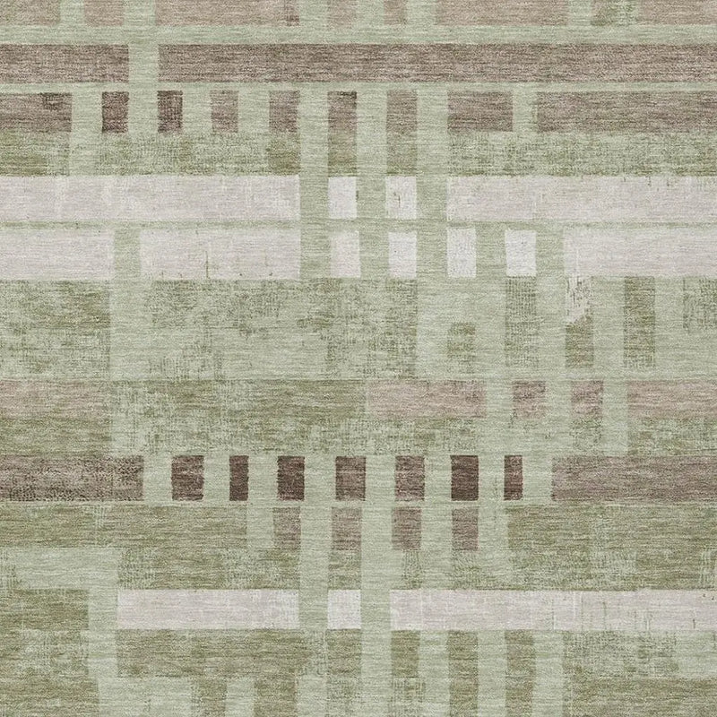 5' X 8' Green And Ivory Striped Washable Indoor Outdoor Area Rug Homeroots Outdoor