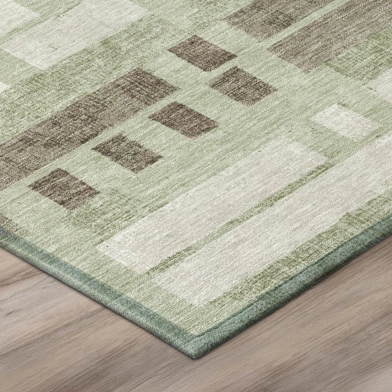 5' X 8' Green And Ivory Striped Washable Indoor Outdoor Area Rug Homeroots Outdoor