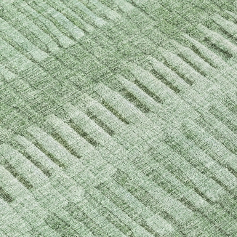 5' X 8' Green And Ivory Striped Washable Indoor Outdoor Area Rug Homeroots Outdoor