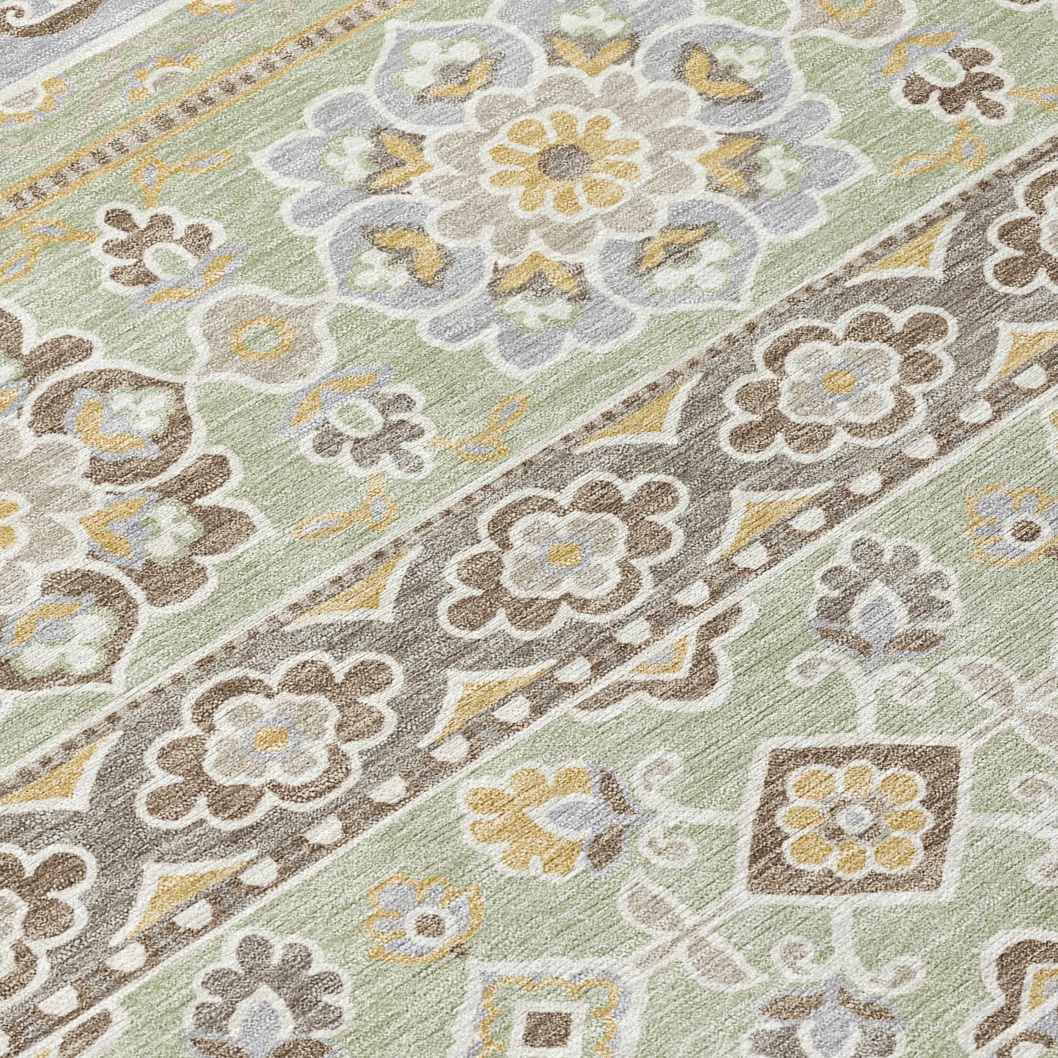 5' X 8' Green And Ivory Tribal Washable Indoor Outdoor Area Rug Homeroots Outdoor