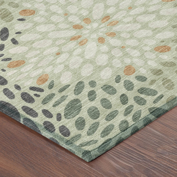 5' X 8' Green And Khaki Abstract Washable Indoor Outdoor Area Rug Homeroots Outdoor
