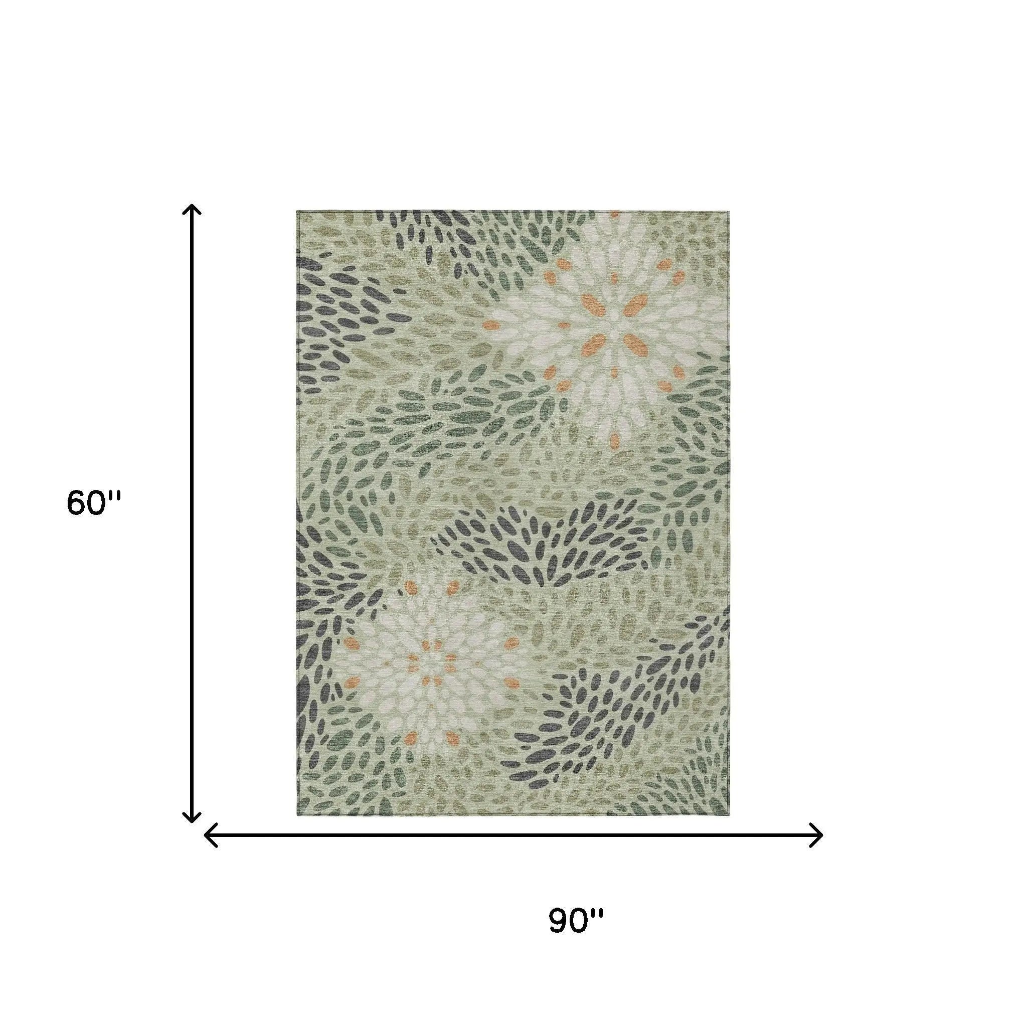 5' X 8' Green And Khaki Abstract Washable Indoor Outdoor Area Rug Homeroots Outdoor
