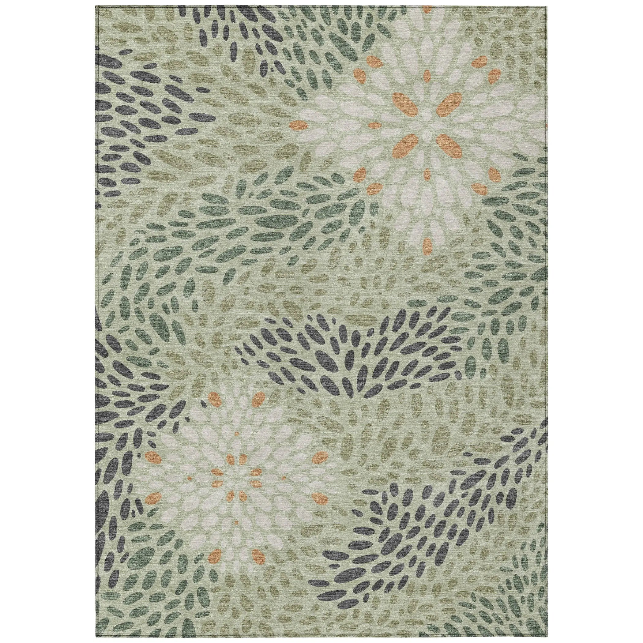 5' X 8' Green And Khaki Abstract Washable Indoor Outdoor Area Rug Homeroots Outdoor