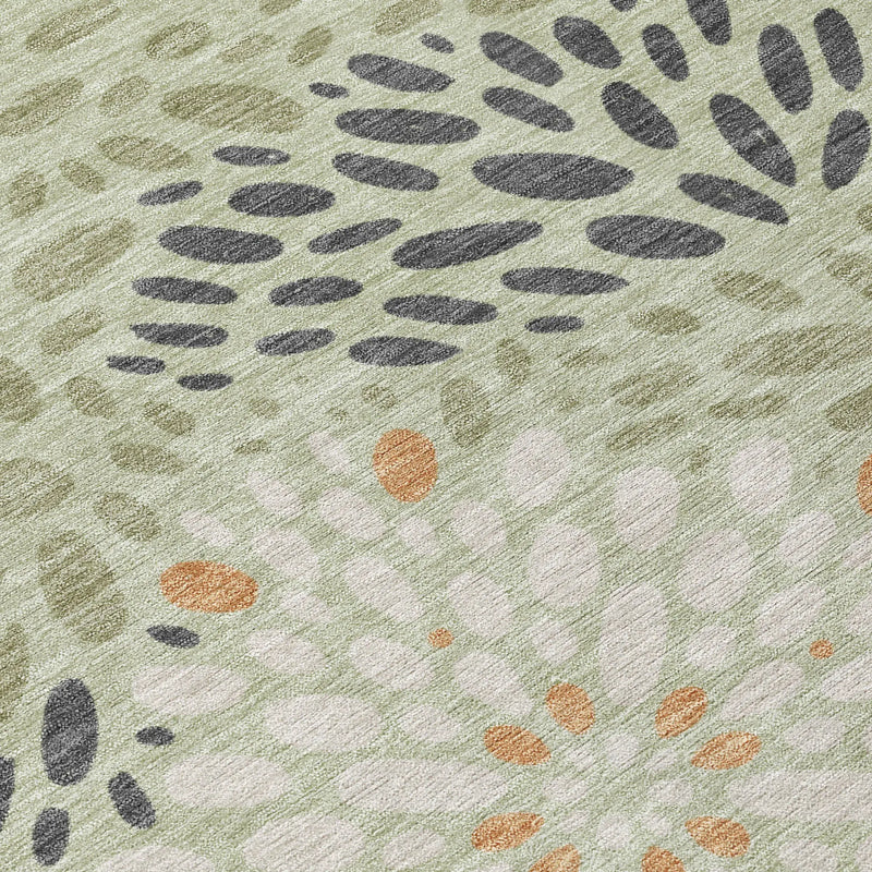5' X 8' Green And Khaki Abstract Washable Indoor Outdoor Area Rug Homeroots Outdoor