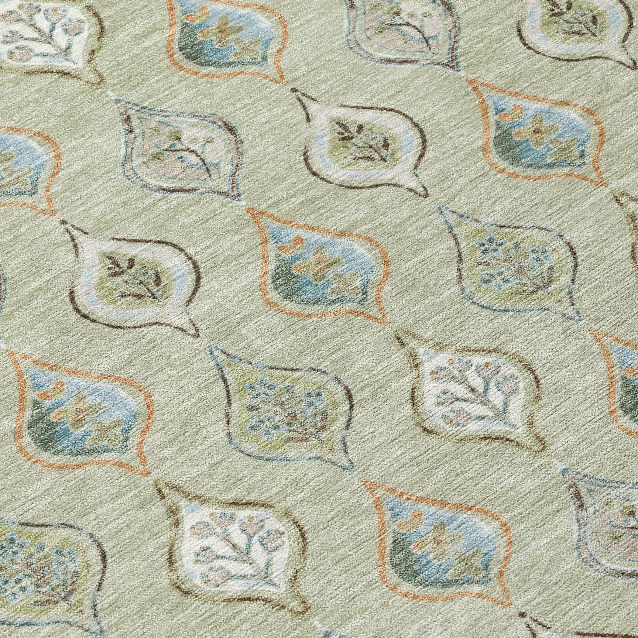 5' X 8' Green And Khaki Floral Washable Indoor Outdoor Area Rug Homeroots Outdoor