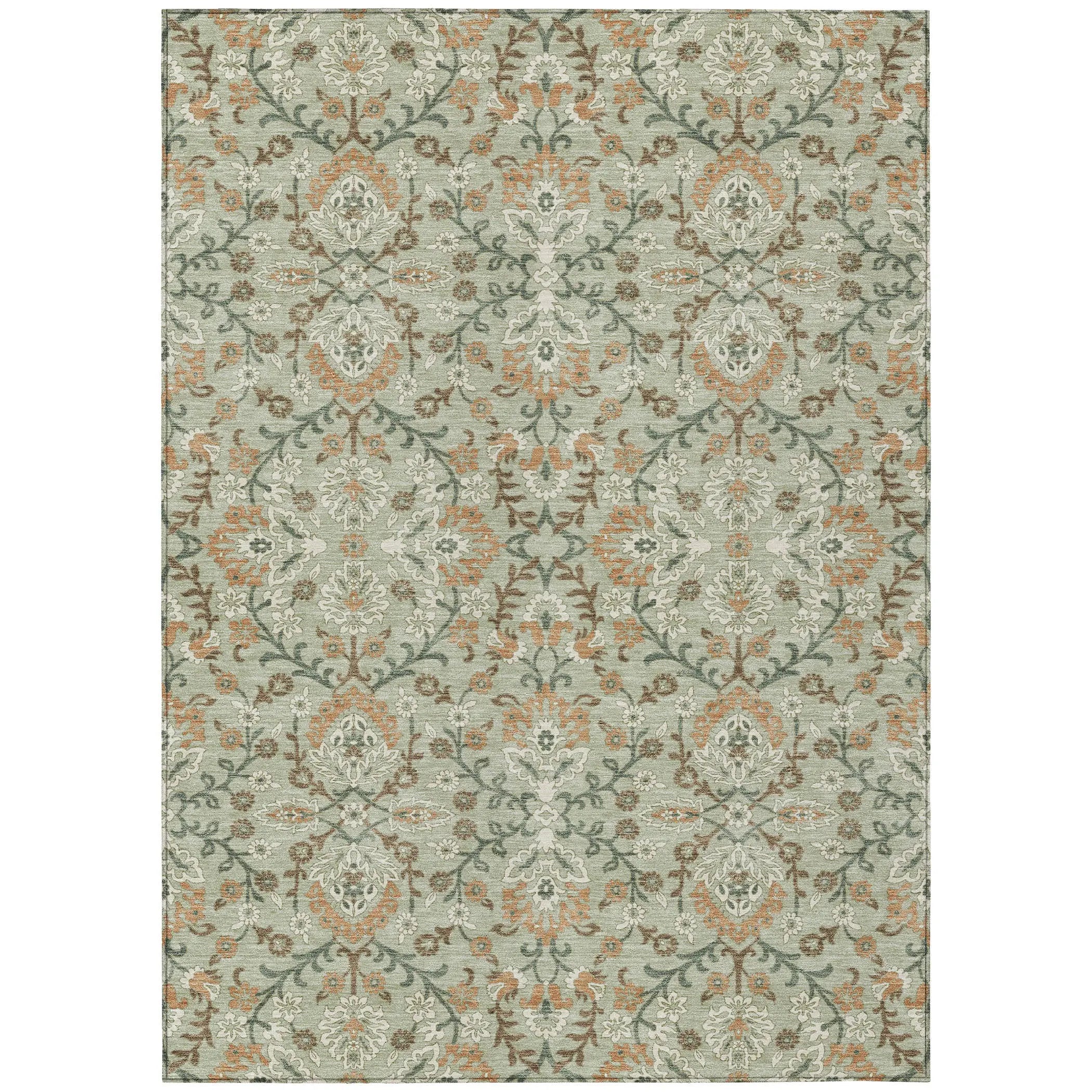 5' X 8' Green And Khaki Geometric Washable Indoor Outdoor Area Rug Homeroots Outdoor