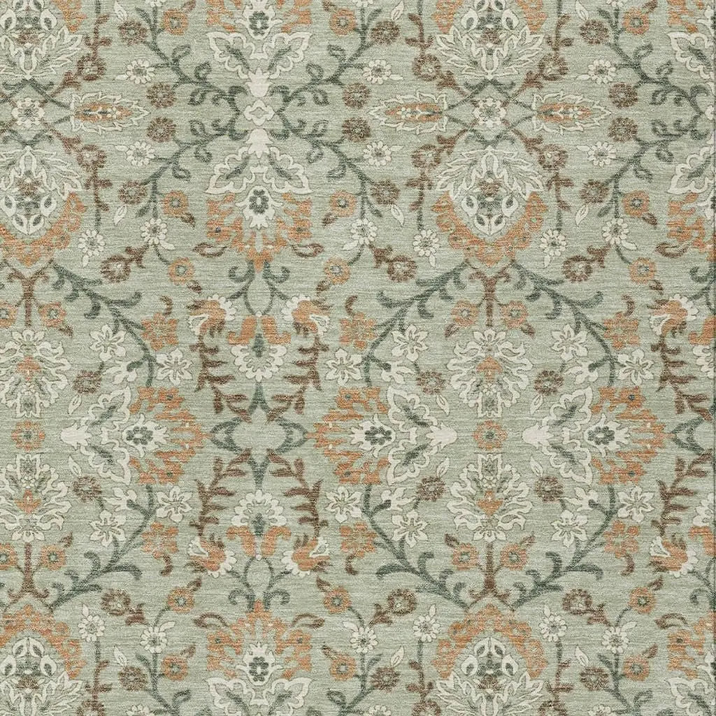 5' X 8' Green And Khaki Geometric Washable Indoor Outdoor Area Rug Homeroots Outdoor