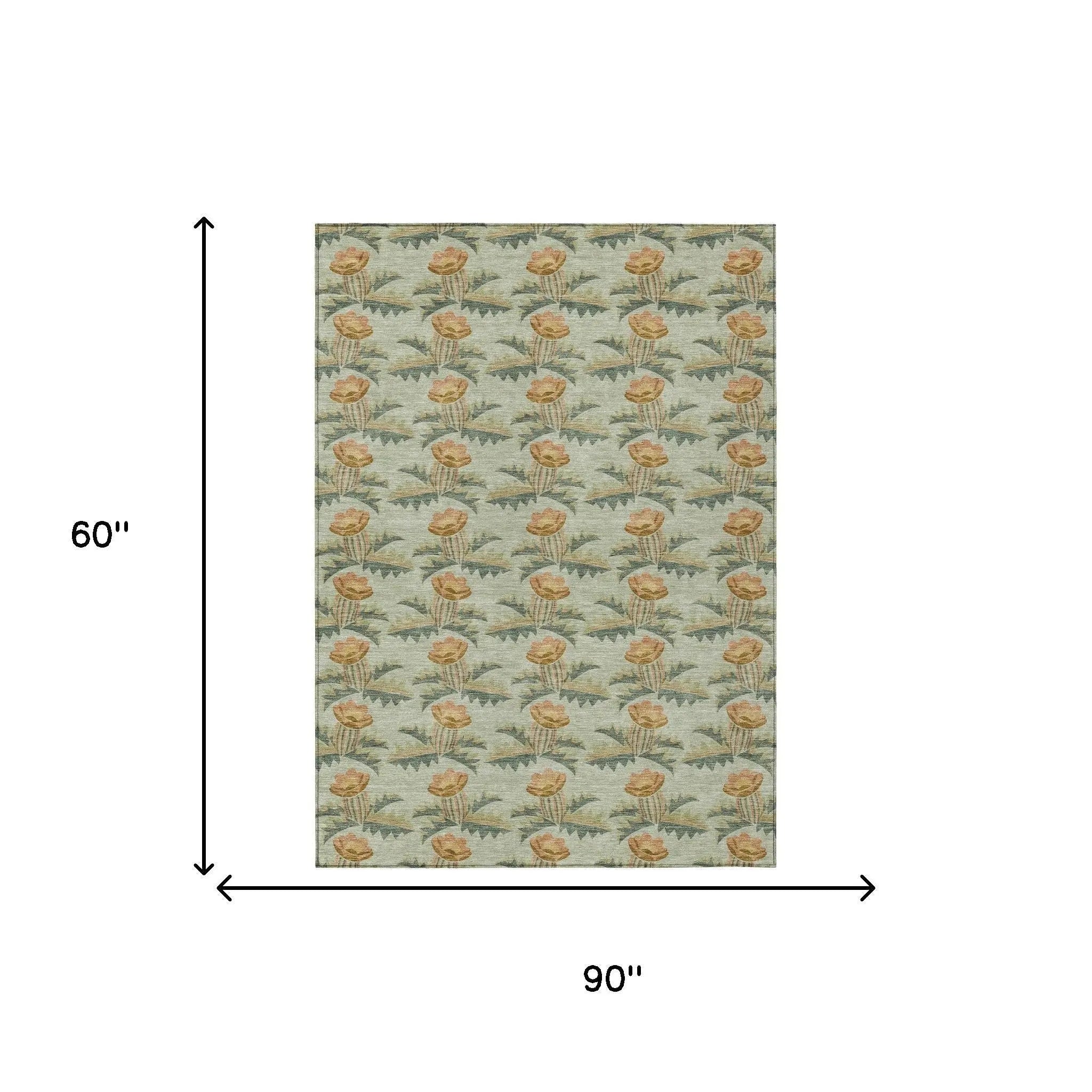 5' X 8' Green And Lavender Floral Washable Indoor Outdoor Area Rug Homeroots Outdoor