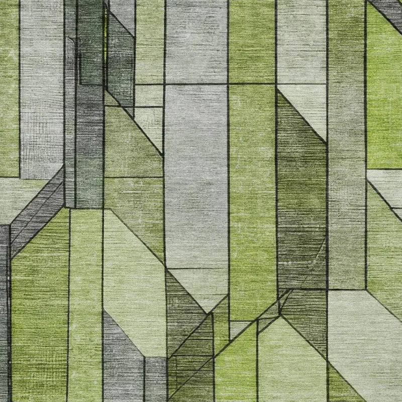 5' X 8' Green And Lime Green Geometric Washable Indoor Outdoor Area Rug Homeroots Outdoor