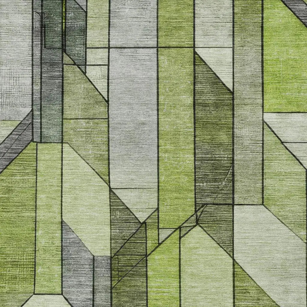 5' X 8' Green And Lime Green Geometric Washable Indoor Outdoor Area Rug Homeroots Outdoor