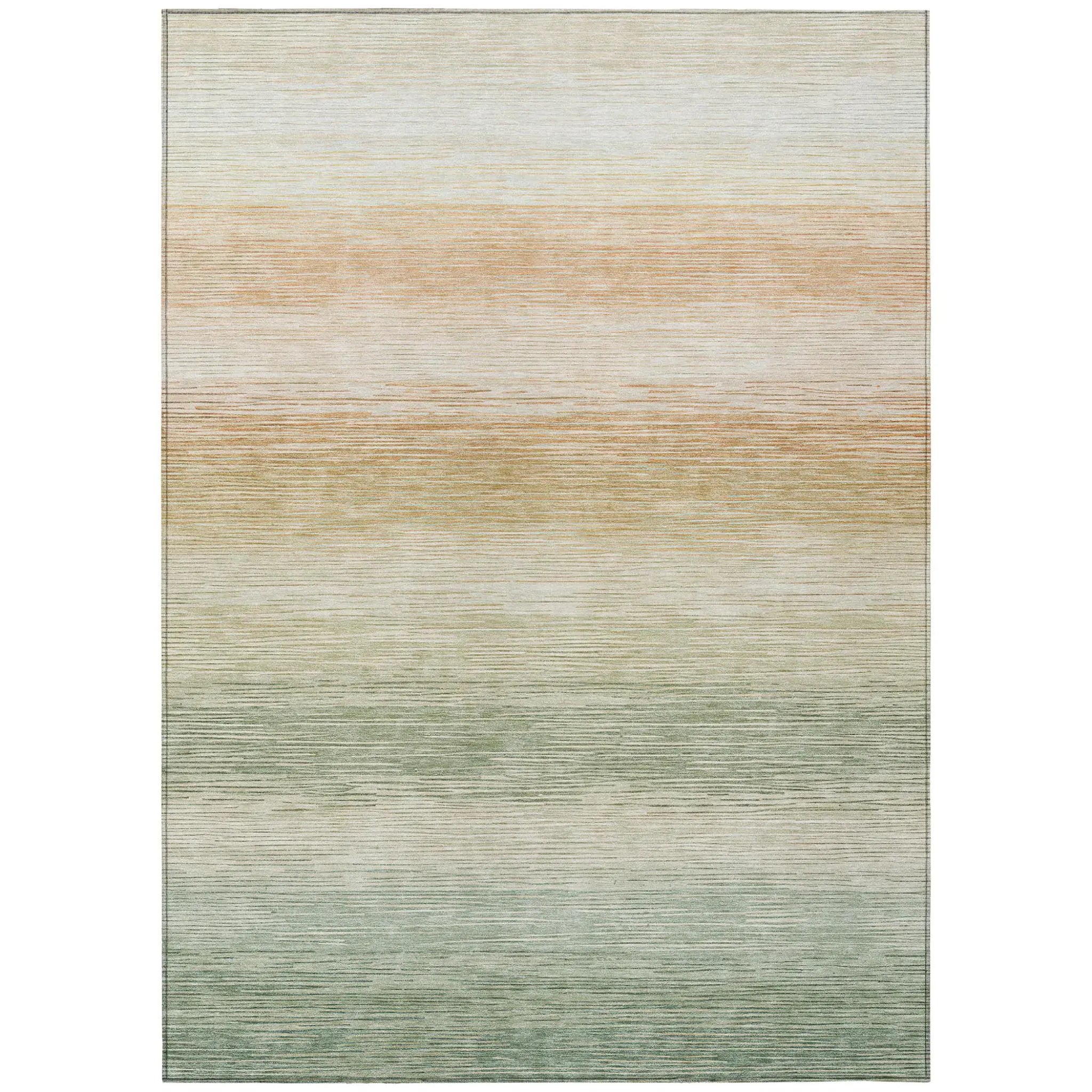5' X 8' Green And Linen Striped Washable Indoor Outdoor Area Rug Homeroots Outdoor