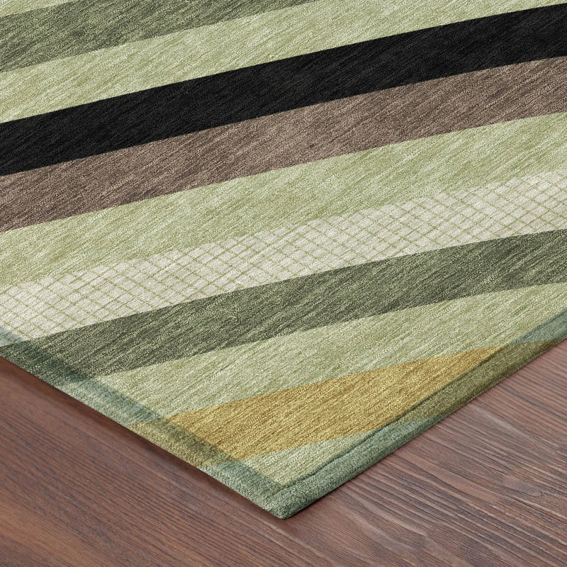 5' X 8' Green And Olive Green Abstract Washable Indoor Outdoor Area Rug Homeroots Outdoor