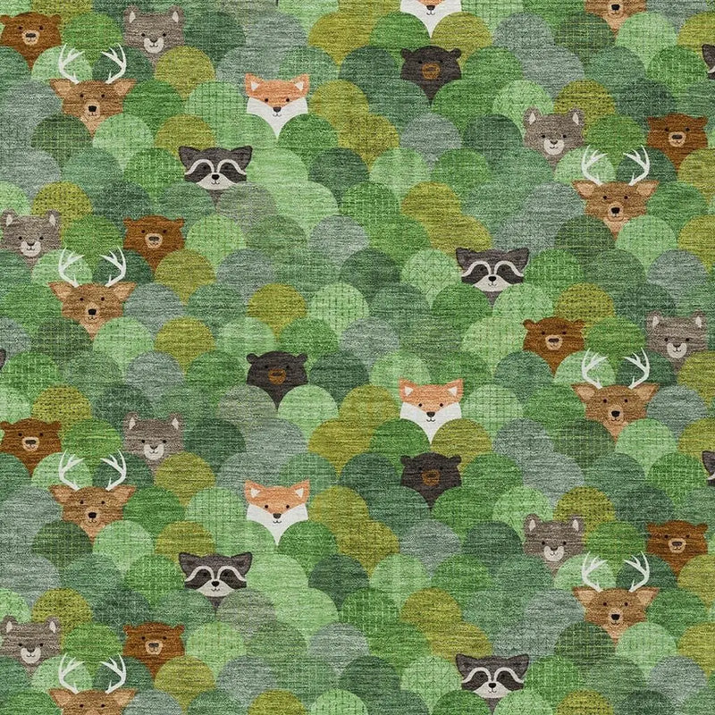 5' X 8' Green And Olive Green Cactus Washable Indoor Outdoor Area Rug Homeroots Outdoor