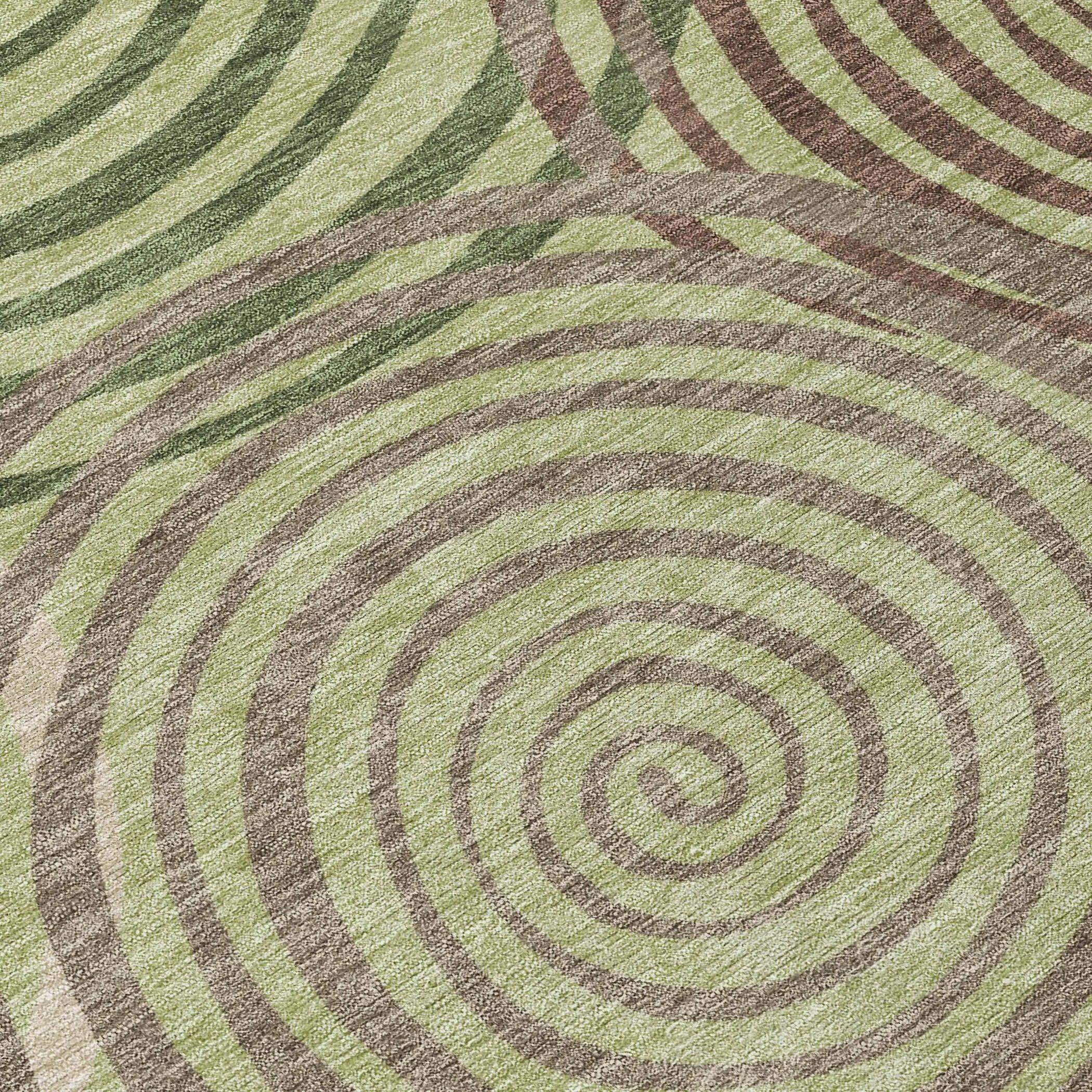 5' X 8' Green And Olive Green Geometric Washable Indoor Outdoor Area Rug Homeroots Outdoor